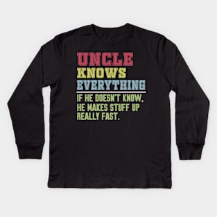 Uncle knows everything vintage Kids Long Sleeve T-Shirt